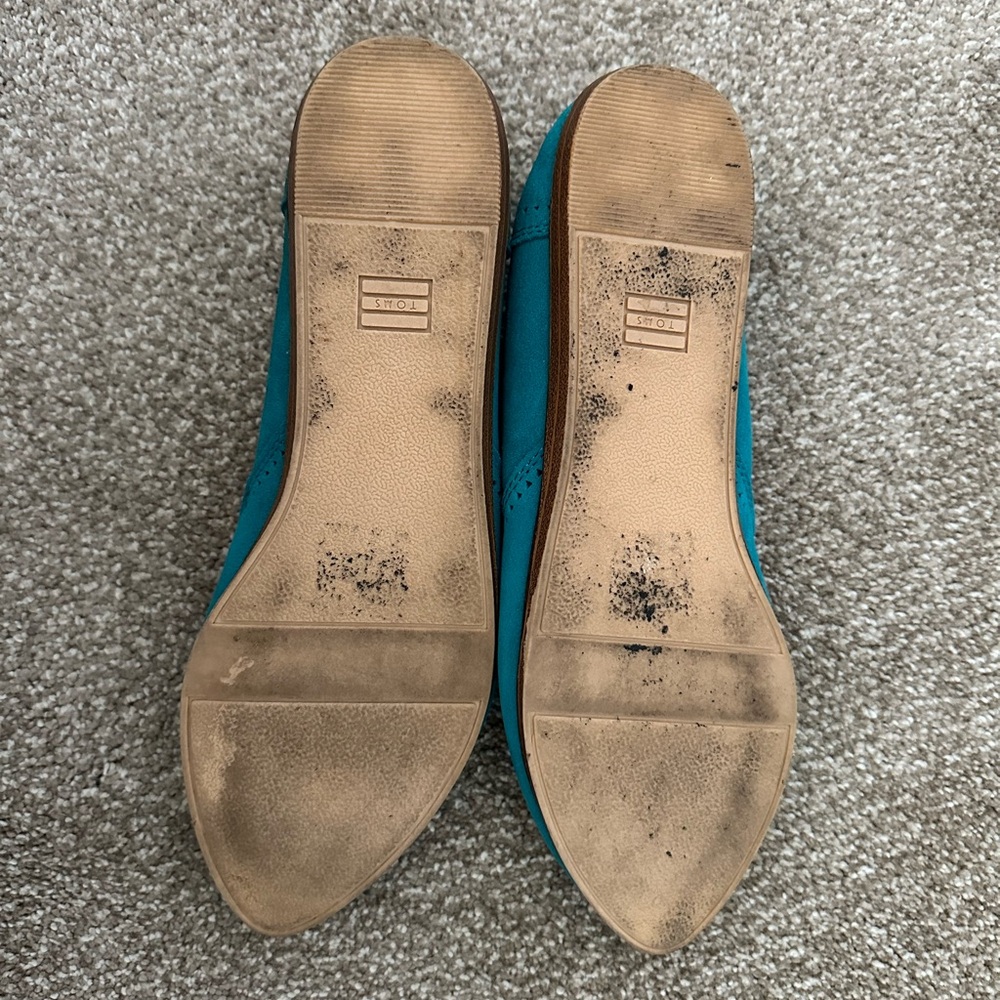 TOMS Teal Suede Perforated Alpargata Flats - Picture 4 of 5